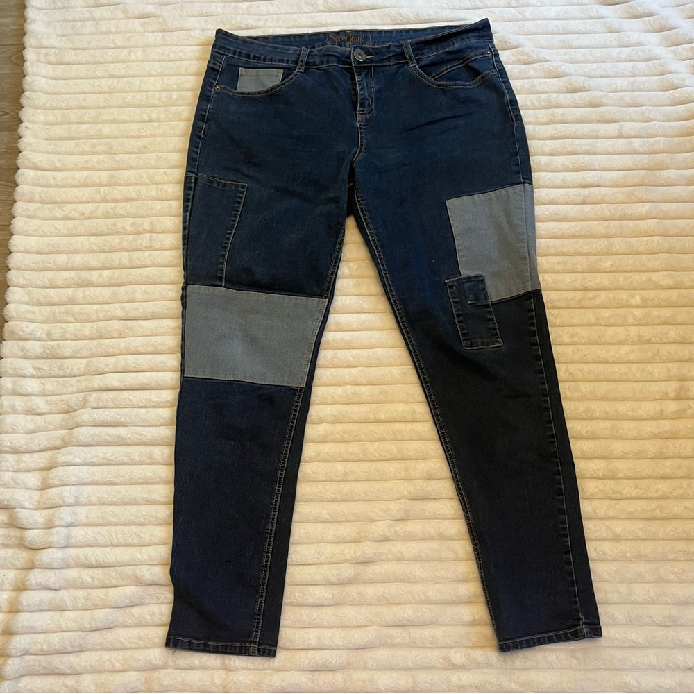 Women's Denim Patchwork Ankle Jeans